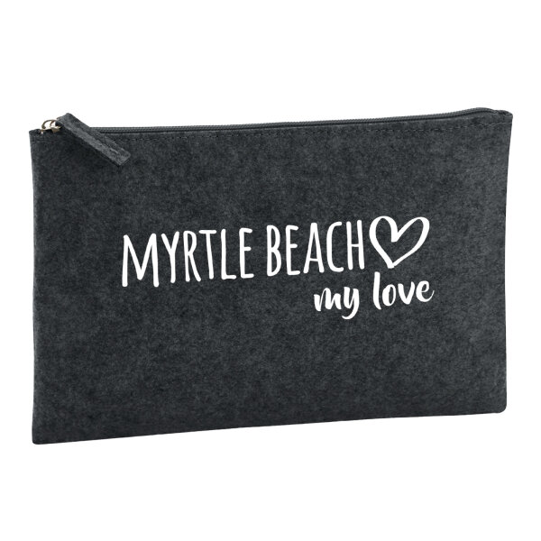 Kulturbeutel Myrtle Beach my love 1 Liter Filz Charcoal Kosmetiktasche