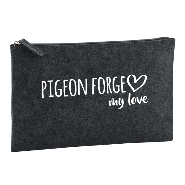 Kulturbeutel Pigeon Forge my love 1 Liter Filz Charcoal Kosmetiktasche
