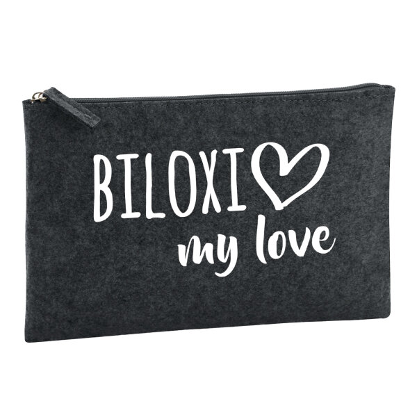 Kulturbeutel Biloxi my love 1 Liter Filz Charcoal Kosmetiktasche
