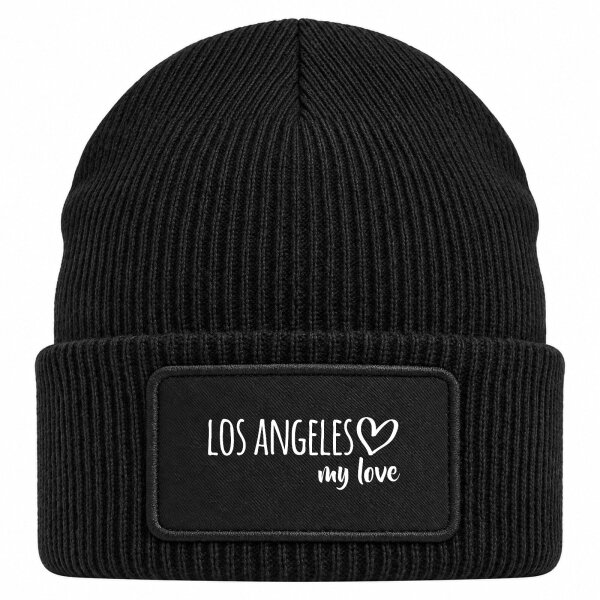 Beanie mit Patch Los Angeles my love Black