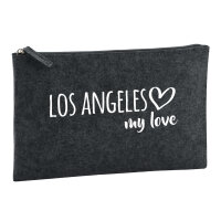 Kulturbeutel Los Angeles my love 1 Liter Filz Charcoal Kosmetiktasche