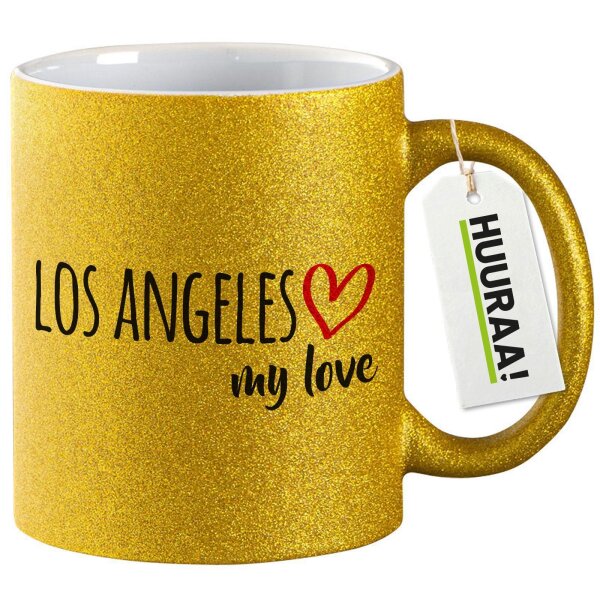 Glitzertasse Los Angeles my love 330ml
