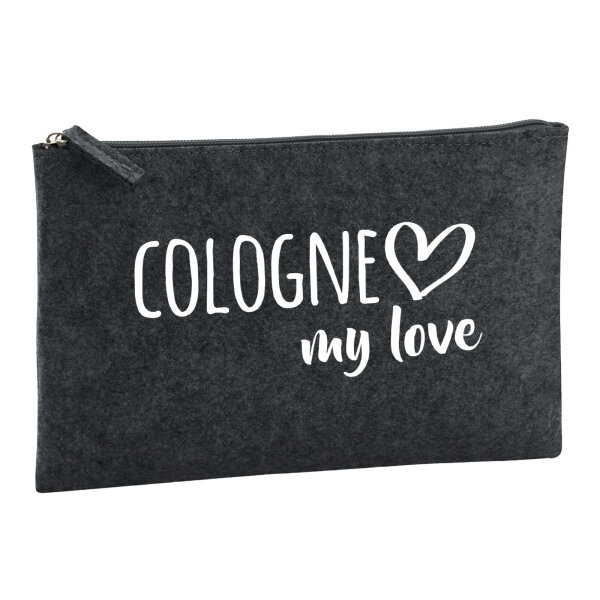 Kulturbeutel Cologne my love 1 Liter Filz Charcoal Kosmetiktasche