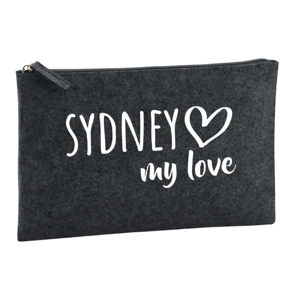 Kulturbeutel Sydney my love 1 Liter Filz Charcoal Kosmetiktasche