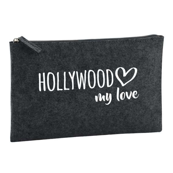 Kulturbeutel Hollywood my love 1 Liter Filz Charcoal Kosmetiktasche