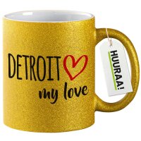 Glitzertasse Detroit my love 330ml