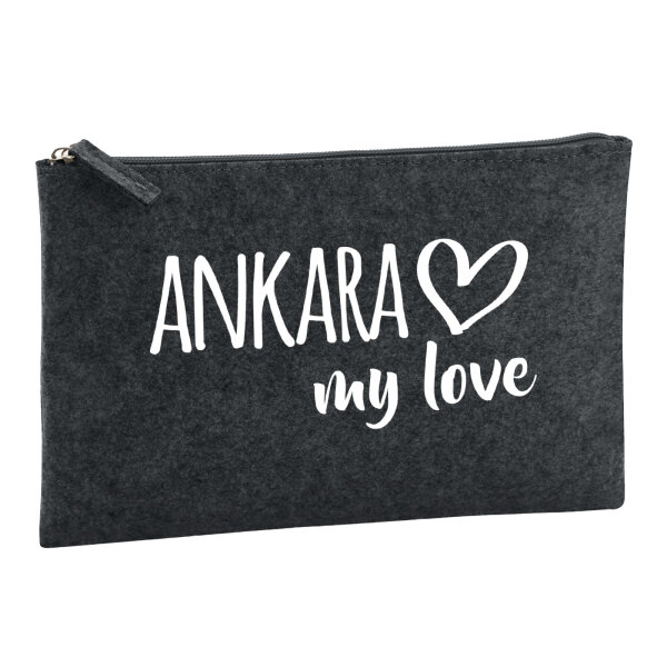Kulturbeutel Ankara my love 1 Liter Filz Charcoal Kosmetiktasche