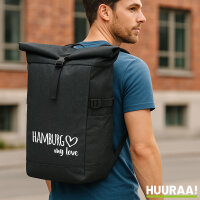Kurierrucksack Hamburg my love 30-44 Liter Black Melange