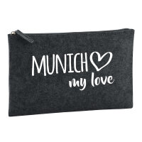 Kulturbeutel Munich my love 1 Liter Filz Charcoal Kosmetiktasche
