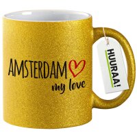 Glitzertasse Amsterdam my love 330ml