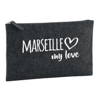 Kulturbeutel Marseille my love 1 Liter Filz Charcoal...
