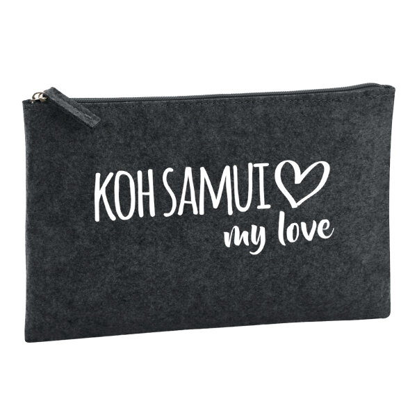Kulturbeutel Koh Samui my love 1 Liter Filz Charcoal Kosmetiktasche