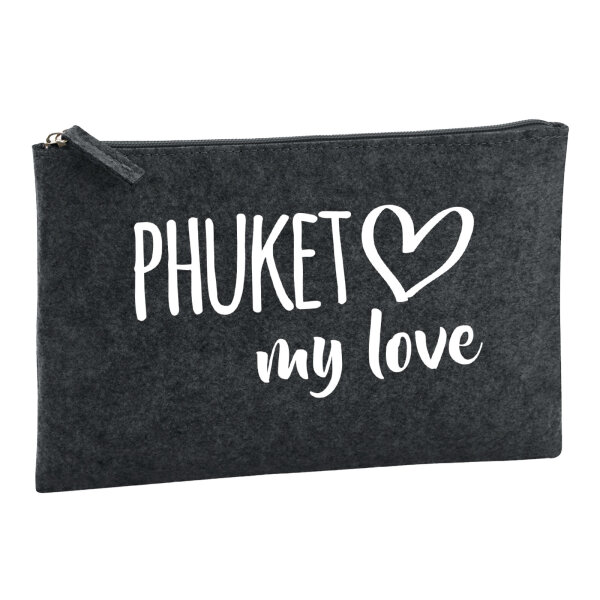 Kulturbeutel Phuket my love 1 Liter Filz Charcoal Kosmetiktasche