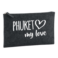 Kulturbeutel Phuket my love 1 Liter Filz Charcoal...