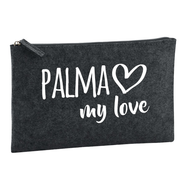 Kulturbeutel Palma my love 1 Liter Filz Charcoal Kosmetiktasche
