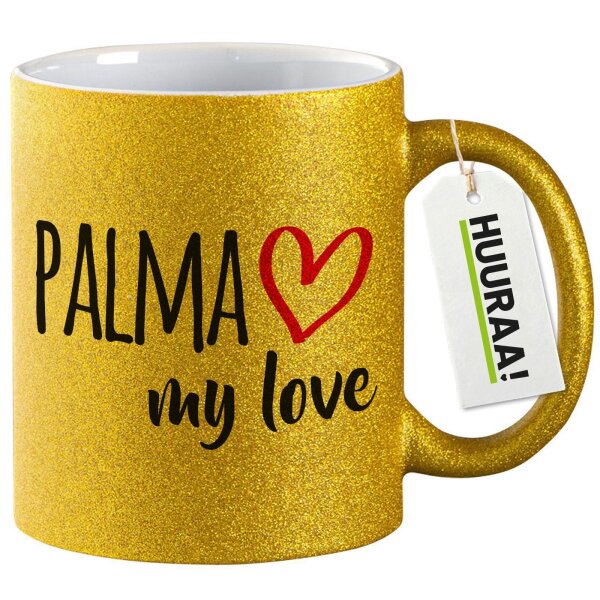 Glitzertasse Palma my love 330ml