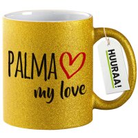 Glitzertasse Palma my love 330ml