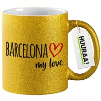 Glitzertasse Barcelona my love 330ml