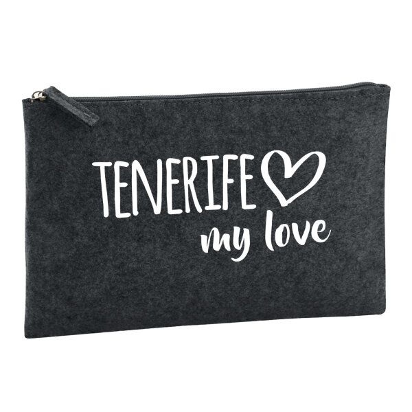 Kulturbeutel Tenerife my love 1 Liter Filz Charcoal Kosmetiktasche