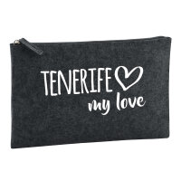 Kulturbeutel Tenerife my love 1 Liter Filz Charcoal...