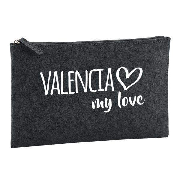 Kulturbeutel Valencia my love 1 Liter Filz Charcoal Kosmetiktasche