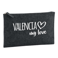 Kulturbeutel Valencia my love 1 Liter Filz Charcoal...