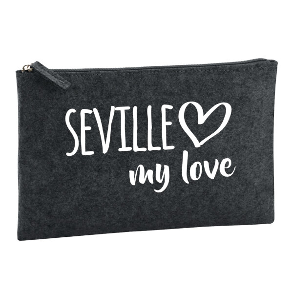 Kulturbeutel Seville my love 1 Liter Filz Charcoal Kosmetiktasche