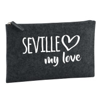 Kulturbeutel Seville my love 1 Liter Filz Charcoal...