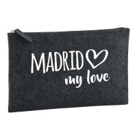 Kulturbeutel Madrid my love 1 Liter Filz Charcoal...