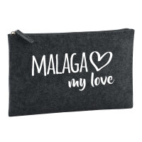 Kulturbeutel Malaga my love 1 Liter Filz Charcoal...