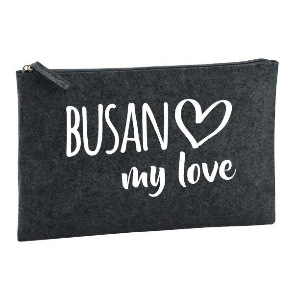Kulturbeutel Busan my love 1 Liter Filz Charcoal Kosmetiktasche
