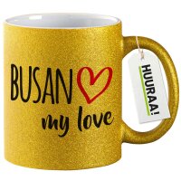 Glitzertasse Busan my love 330ml