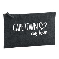 Kulturbeutel Cape Town my love 1 Liter Filz Charcoal...
