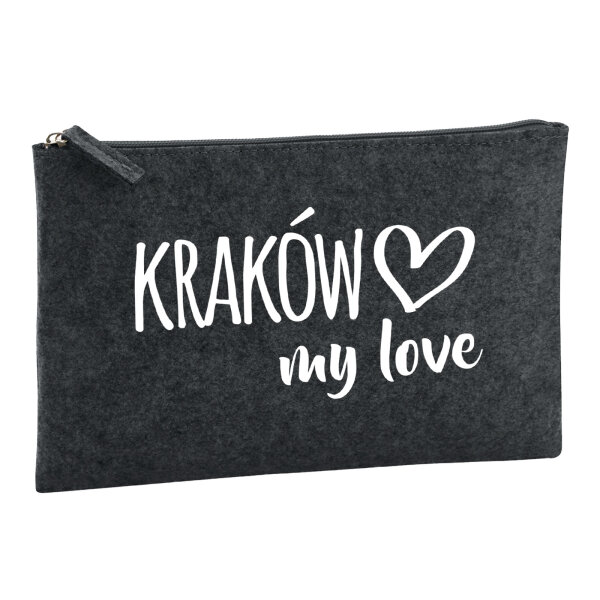 Kulturbeutel Kraków my love 1 Liter Filz Charcoal Kosmetiktasche
