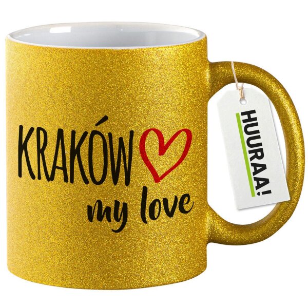 Glitzertasse Kraków my love 330ml