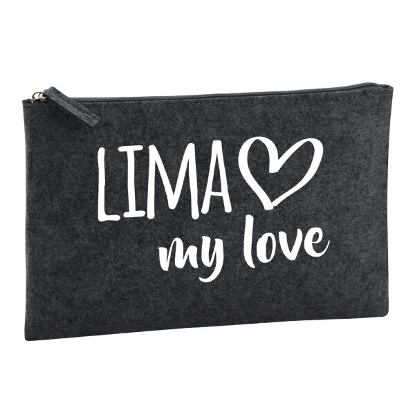 Kulturbeutel Lima my love 1 Liter Filz Charcoal Kosmetiktasche