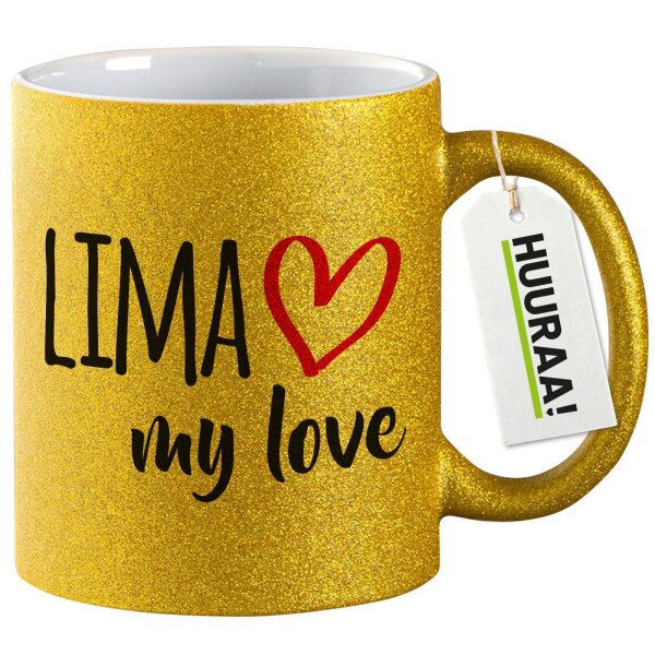 Glitzertasse Lima my love 330ml