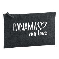 Kulturbeutel Panama my love 1 Liter Filz Charcoal...