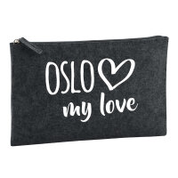 Kulturbeutel Oslo my love 1 Liter Filz Charcoal...