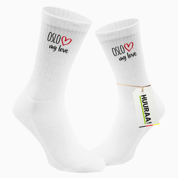 Socken Oslo my love Größe 37/46 White Motiv Tennissocken