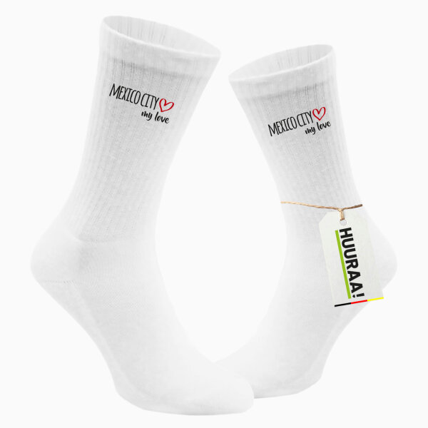 Socken Mexico City my love Größe 37/46 White Motiv Tennissocken