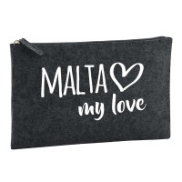 Kulturbeutel Malta my love 1 Liter Filz Charcoal Kosmetiktasche