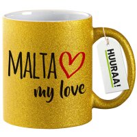 Glitzertasse Malta my love 330ml