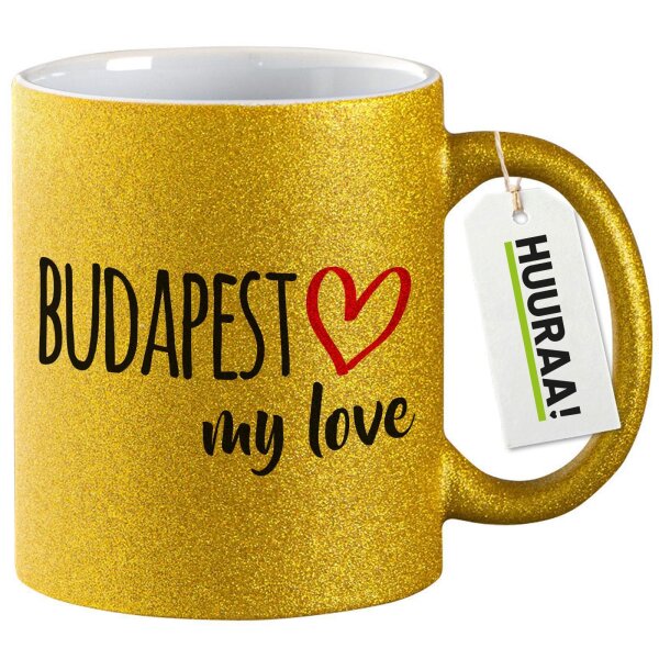 Glitzertasse Budapest my love 330ml