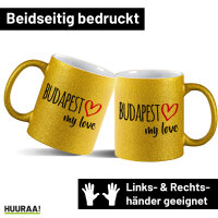 Glitzertasse Budapest my love 330ml
