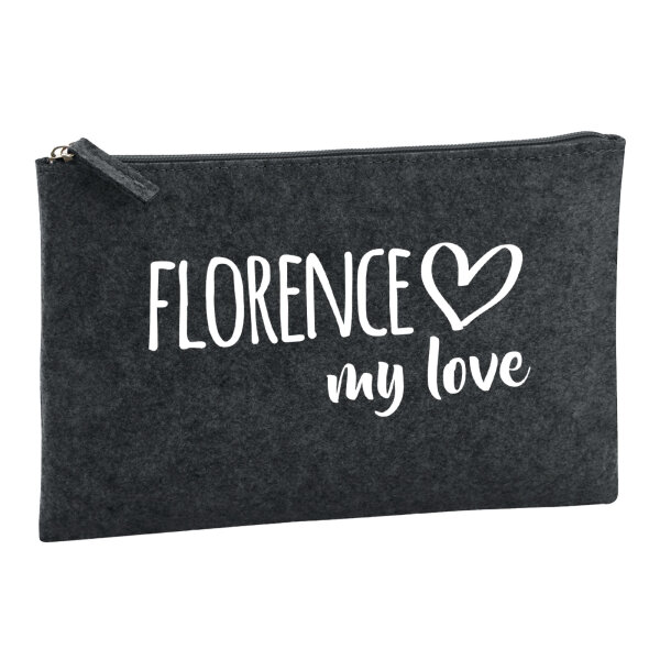 Kulturbeutel Florence my love 1 Liter Filz Charcoal Kosmetiktasche