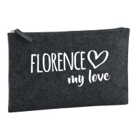 Kulturbeutel Florence my love 1 Liter Filz Charcoal...