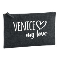 Kulturbeutel Venice my love 1 Liter Filz Charcoal...