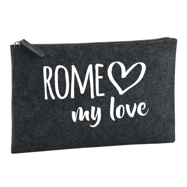 Kulturbeutel Rome my love 1 Liter Filz Charcoal Kosmetiktasche