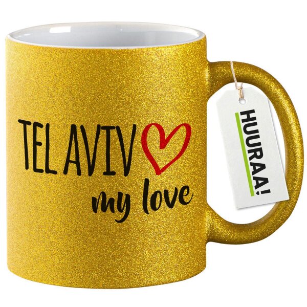 Glitzertasse Tel Aviv my love 330ml